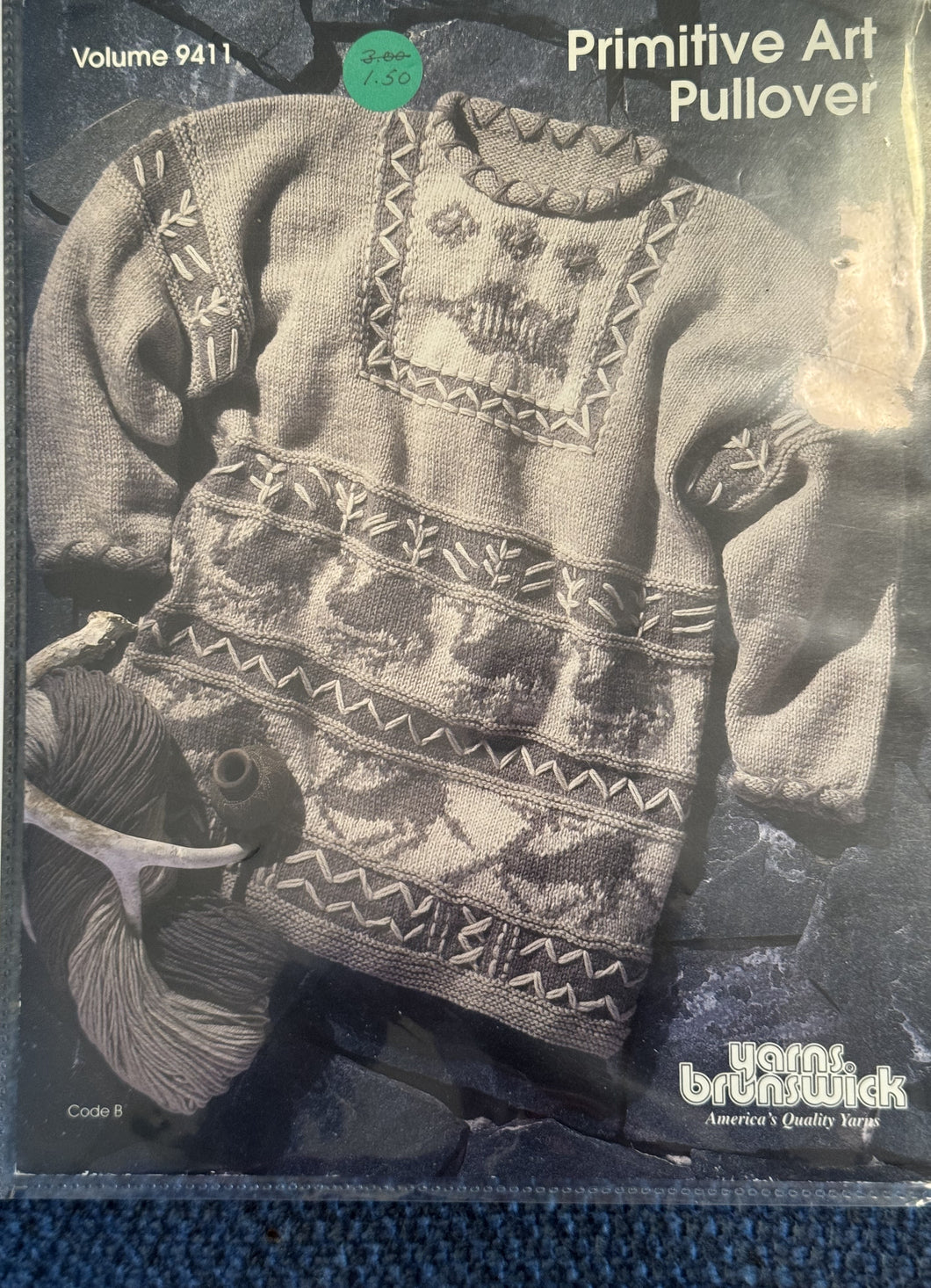 Vol 9411  by Yarn Brunswick    PRIMITIVE ART PULLOVER