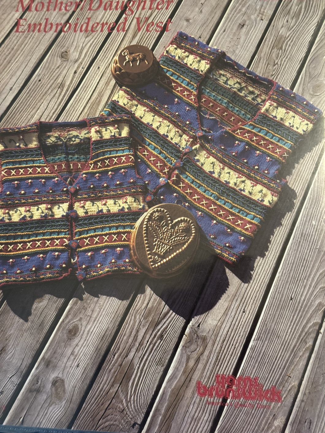 Vol 9513  by Yarn Brunswick    MOTHER & DAUGHTER EMBROIDERED VEST