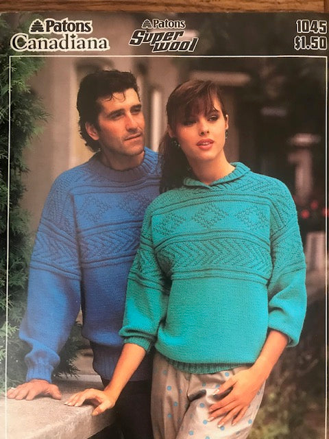 Patons His'n Her Textured Yoke Pullover  1045