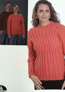 Plymouth Pattern  #1150-Ladies & Men’s Rib & Cable Pullover