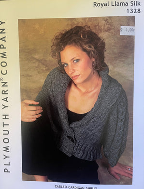 Plymouth Pattern  # 1328 – Cabled Cardigan Shrug