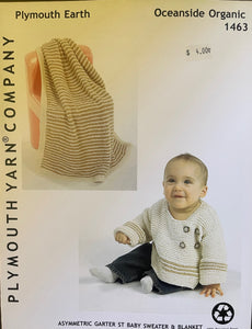Plymouth Earth Pattern  #1463 – Asymmetric Garter St Baby Sweater & Blanket