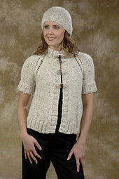 Plymouth Pattern  #1571– Ribbed Neck Cardigan & Hat