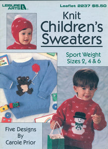 Knit Children Sweaters  Leisure Arts Leaflet 2237