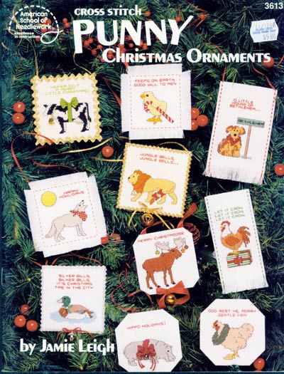 Cross Stitch Punny Christmas Ornaments  ASN 3613