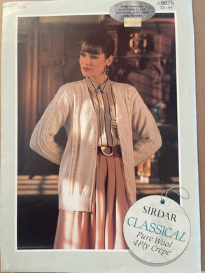 C8675 Sirdar Leaflet/Sirdar Classical Pure Wool 4 Ply Crete