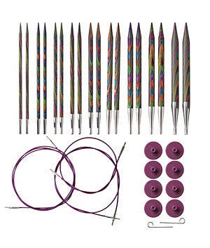 Knit Picks Options Interchangeable Rainbow Wood Circular Knitting Needle Set #90306