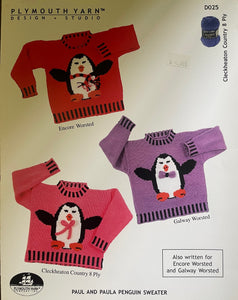 Plymouth Pattern  #D025 – Paul and Paula Penquin Sweater