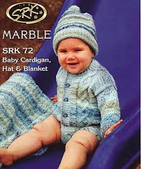 SRK  72 Baby Cardigan, Hat and Blanket