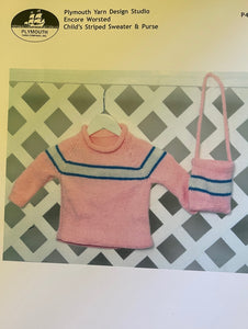 Plymouth Pattern  #P424 – Child’s Striped Sweater & Purse
